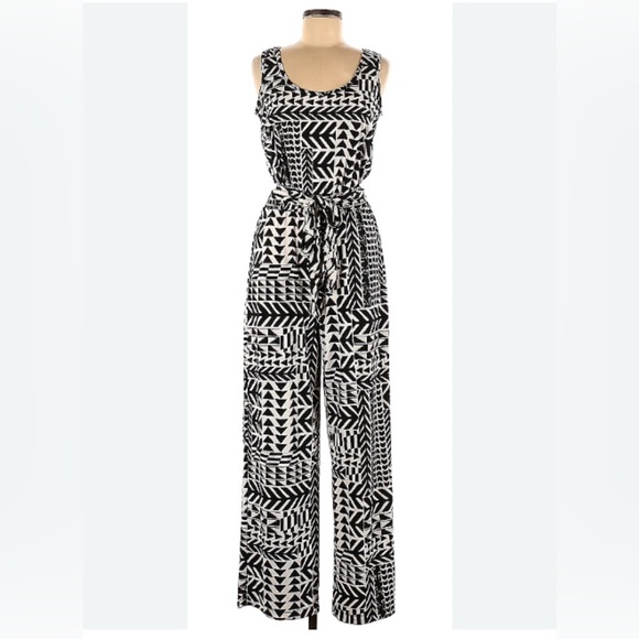 CALVIN KLEIN Black & White Sleeveless JumpSuit | Size 8 | MSRP $129 💋 NWOT - Picture 1 of 10
